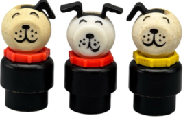 Vtg Fisher Price Little People Lot 3 Dog Figures Red Yellow Collars Miss... - $9.57