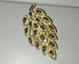 Vintage Gerry&#39;s Goldtone Black Enamel Stylized Leaf Brooch - £8.00 GBP