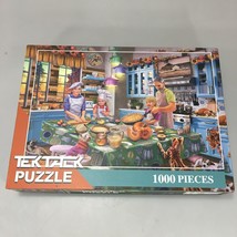 TekTalk Thanksgiving Dinner 1000 Pc Wood Jigsaw Puzzle 29.53 x 19.69&quot; Complete - £23.10 GBP