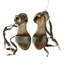 Tommy Bahama Espadrille Wedge Sandals Tie Up Leg Linen Women Shoes Size 6 - £22.57 GBP