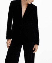 Mango Womens Velvet Structured Blazer - Black, Size Medium - £54.75 GBP