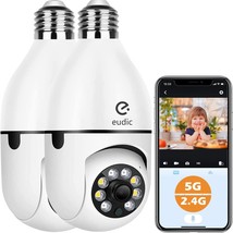 Light Bulb Security Camera 2 Pack Free Cloud Storage 1080P 2.4G 5G WiFi Home Sur - £45.51 GBP