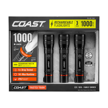 Coast CF1000R 1000L LED Rechargeable Flashlight, 3-pack - £47.95 GBP
