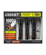 Coast CF1000R 1000L LED Rechargeable Flashlight, 3-pack - £47.81 GBP
