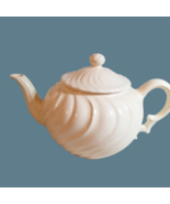 Vintage Franciscan Ware White Swirl Ribbed Teapot USA c.1938-39 - $35.99