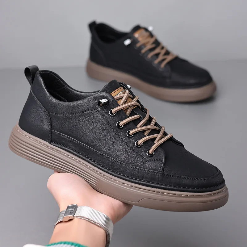 Uine leather casual shoes men s lace up oxford shoes outdoor jogging shoes office men s thumb200