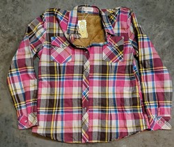 NWT Jiang Yi Xuan Girl&#39;s Fleece Lined Jacket Shirt Plaid Pink Size XXL B... - £11.95 GBP