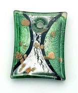 Vintage Dichroic Glass Green Silver Black Bronze Glitter Teardrop Pendant - £9.41 GBP