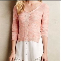 Anthropologie Moth Women&#39;s Aselyn Layered Sweater Peach Size X-Large - £22.94 GBP