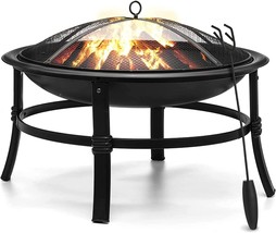 Singlyfire 26 Inch Fire Pit For Outside Outdoor Wood Burning Firepit Bowl, Poker - £65.28 GBP