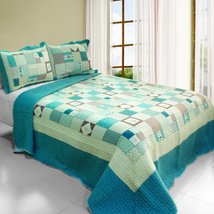 Blancho Bedding [Sweet Dream] Cotton 3PC Vermicelli-Quilted Printed Quilt Set (F - £55.89 GBP+