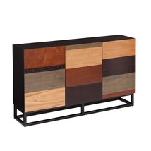 52&quot; Brown Gray And Black Patch Three Door Sideboard Cabinet - $21,414.82 MXN