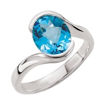 Checkerboard Swiss Blue Topaz Bypass Ring Sterling Silver - £235.51 GBP+