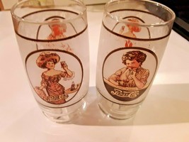 Vintage Drink PEPSI-COLA Glass Set Of 2 Gibson Girl &quot;I Love It’s Flavor&quot; - £15.63 GBP