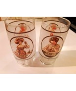 Vintage DRINK PEPSI-COLA Glass set of 2 GIBSON GIRL &quot;I Love It’s Flavor&quot; - £15.50 GBP