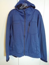 FREE COUNTRY MEN&#39;S HOODED KNIT ZIP BLUE JACKET-L-POLYESTER-WORN ONCE-COM... - $16.83