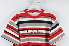 Vintage 90s Union Bay Mens Small Striped Spell Out Short Sleeve T-Shirt USA - £31.24 GBP