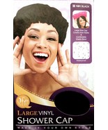 QFITT LARGE VINYL BLACK SHOWER CAP WITH COMFORTABLE ELASTIC BAND #181 - $1.59