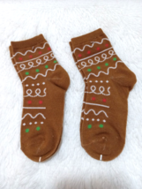 2 Pair Kids Poly Ankle Socks &quot;GINGERBREAD&quot; (Size 7-8.5) Multicolored - N... - $6.79