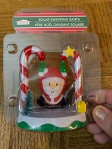 Christmas Motion Ornament Solar Powered Swinging Santa Candy Canes - $10.77