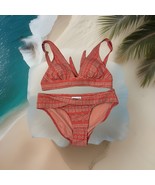 Robin Piccone Womens Floral Print Bikini Set Terracotta L Boho Swimwear Tie - €25,18 EUR