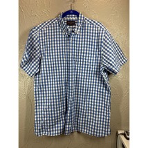 Black Brown Men&#39;s Blue Whoye Check Short Sleeve Button Down Size XL - $409.56 MXN