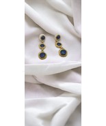 Vintage Trifari Blue enamel dangle goldtone earrings - $42.13 CAD