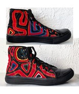 Jaypa High Top Sneaker Abstract Design Red Canvas/Black Leather-Women&#39;s ... - $45.40 CAD