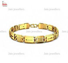 18 Kt, 22 Kt Hallmark Real Solid Yellow Gold Link Men&#39;s Bracelet 19 - 34 Grams - £2,807.68 GBP+