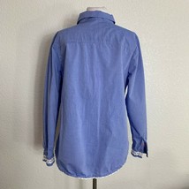 Hannah Womens Shirt Size Large Chambray Blue Lace Details Button Front Blouse - £11.68 GBP