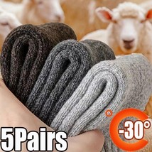 5 Pairs Winter Warm Socks Wool Men, Women Socks Super Thicker Solid Socks - £11.66 GBP