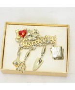 Danecraft I Love Gardening Tool Charm Gold Tone Large Brooch Pin Signed ... - $125.61 MXN