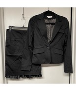 BCBG To the Max Black 2 Piece Skirt Suit Size 2 Ruffled Blazer Jacket Ca... - $58.41