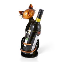 Cat Shaped Wine Holder Wine Rack Shelf Metal Sculpture Practical Home Decoration - £66.43 GBP