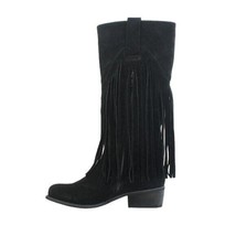 Olivia Miller Liberty Knee-High Fringe Boots - £35.87 GBP