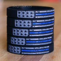 Worn Distressed USA Flag Thin Blue line Wristband Set - Police Bracelet Lot - $167.33 MXN+