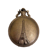 Eiffel Tower Silver Pocket Watch by Quartz Works with Handle - £12.48 GBP