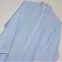 Men&#39;s Van Heusen Nehru / Collarless Casual Shirt ~ Sz 15.5 / 34 Vgc Satin Stripe - £15.48 GBP