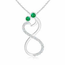 Authenticity Guarantee 
ANGARA Mom &amp; Me Emerald Two Stone Infinity Pendant in... - £907.50 GBP