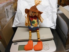 Shelf Sitting Female Scarecrow Décor Plush With Wooden Legs 8&quot; H - $199.93 MXN