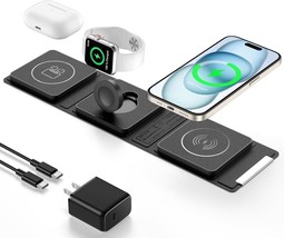 3 in 1 Wireless Charger Compatible With iPhone, Wireless Charging Pad (Black) - £20.82 GBP
