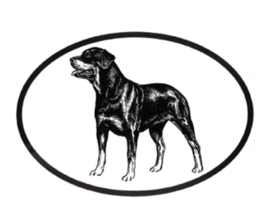 Rottweiler Decal - Dog Breed Oval Vinyl Black &amp; White Window Sticker - £3.19 GBP