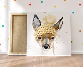 Cute Forest Deer Canvas Print Nursery Decor Baby Kids Room Wall Art Fawn Poster  - £47.16 GBP