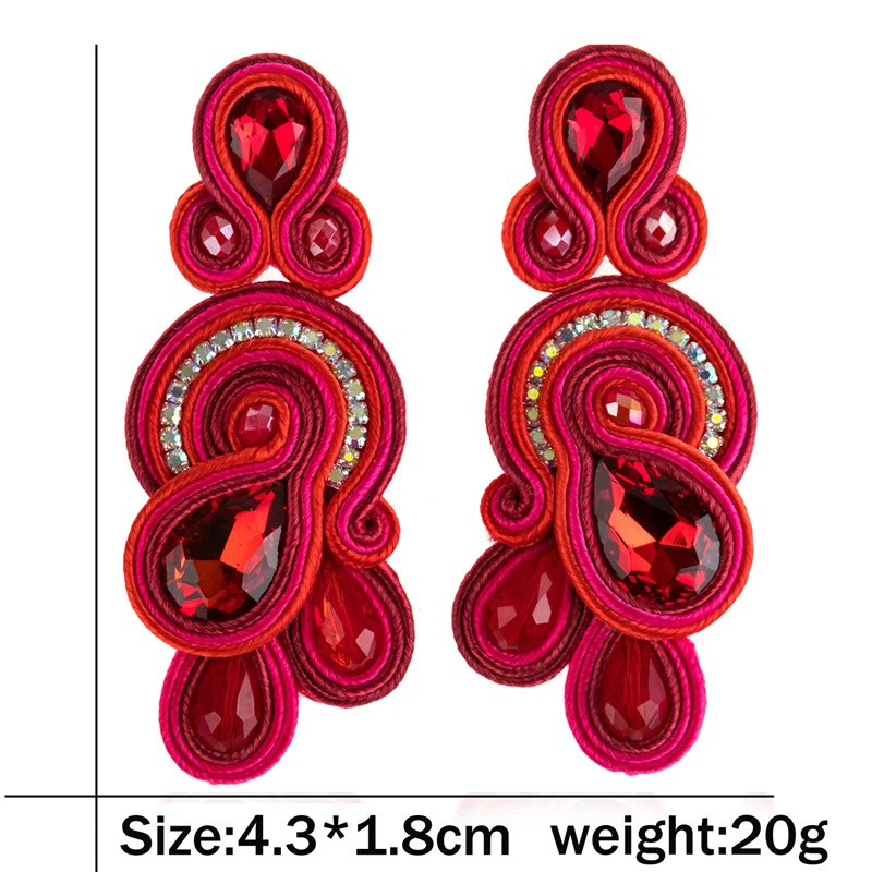 Fashion Soutache Earring Retro Design Ethnic Style Handmade Weaving women&#39;s  Ear - £19.32 GBP