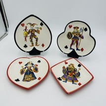 Tabletops Poker Plates Ceramic Hand Painted Gallery King of Hearts Set of 4 - $45.82