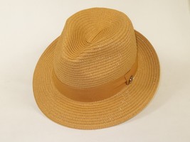 Men's Bently Semi Crushable Fedora Briad Straw Hat Leonardo LE238 Cognac Brown image 3