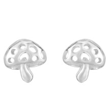 Adorable Little Forest Mushrooms Sterling Silver Stud Earrings - $15.04
