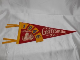 Old Vtg 1946 Gettysburg Pa. Felt Pennant Flag Banner Virginia State Mon. Travel - £23.52 GBP