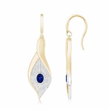 Natural Blue Sapphire Oval Drop Earrings in 14K &amp; Gold (Grade-AAAA , 4x3MM) - £751.83 GBP