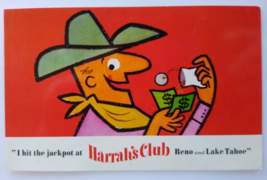 Harrahs Club Casino Postcard Cowboy Cash Western Reno Lake Tahoe Nevada ... - $6.03